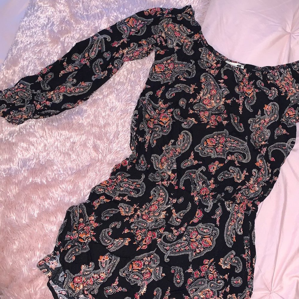 Black Paisley Printed Loose Romper
